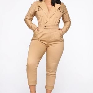 khaki jumpsuit